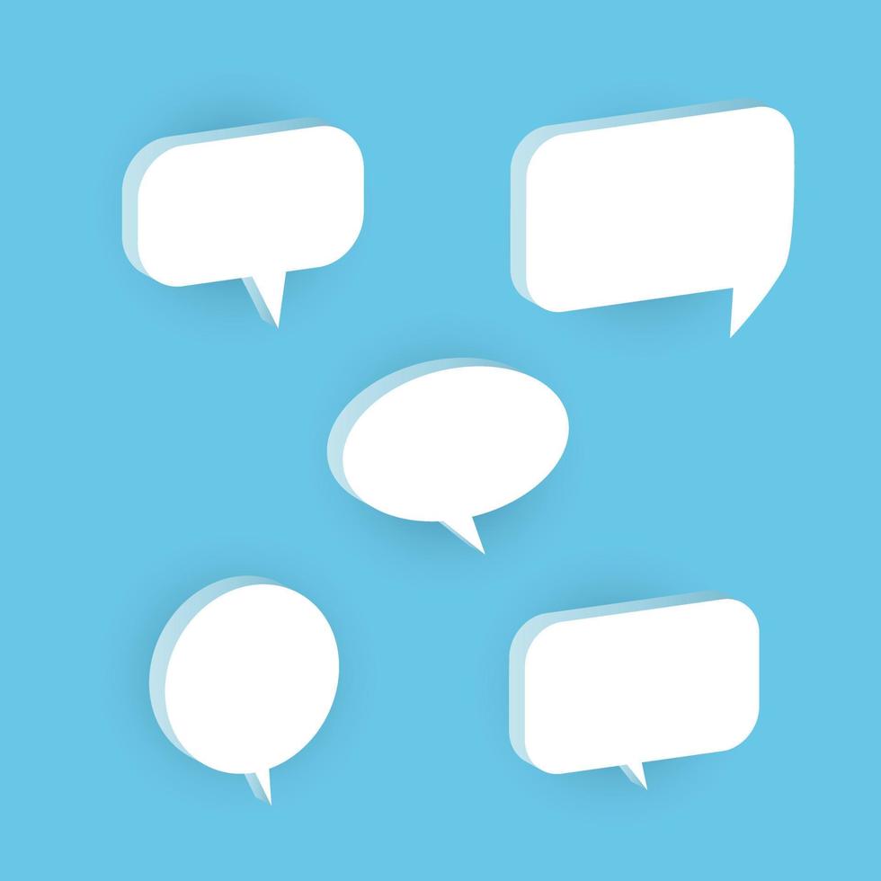 3d blue speech bubble chat collection set. vector