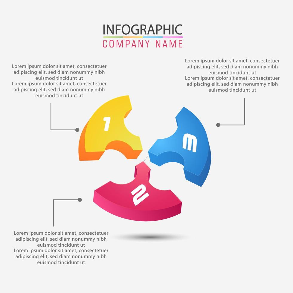 Modern infographic 3 elements vector with unique model.