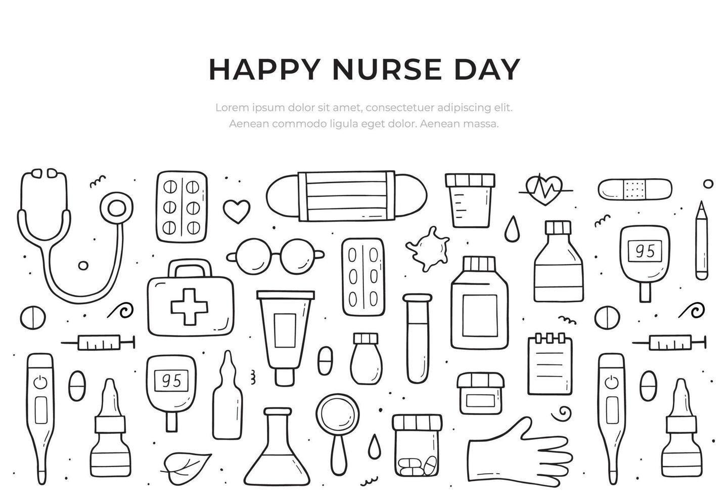 Happy nurse day website banner template. Medical and healthcare concept. Vector composition design.