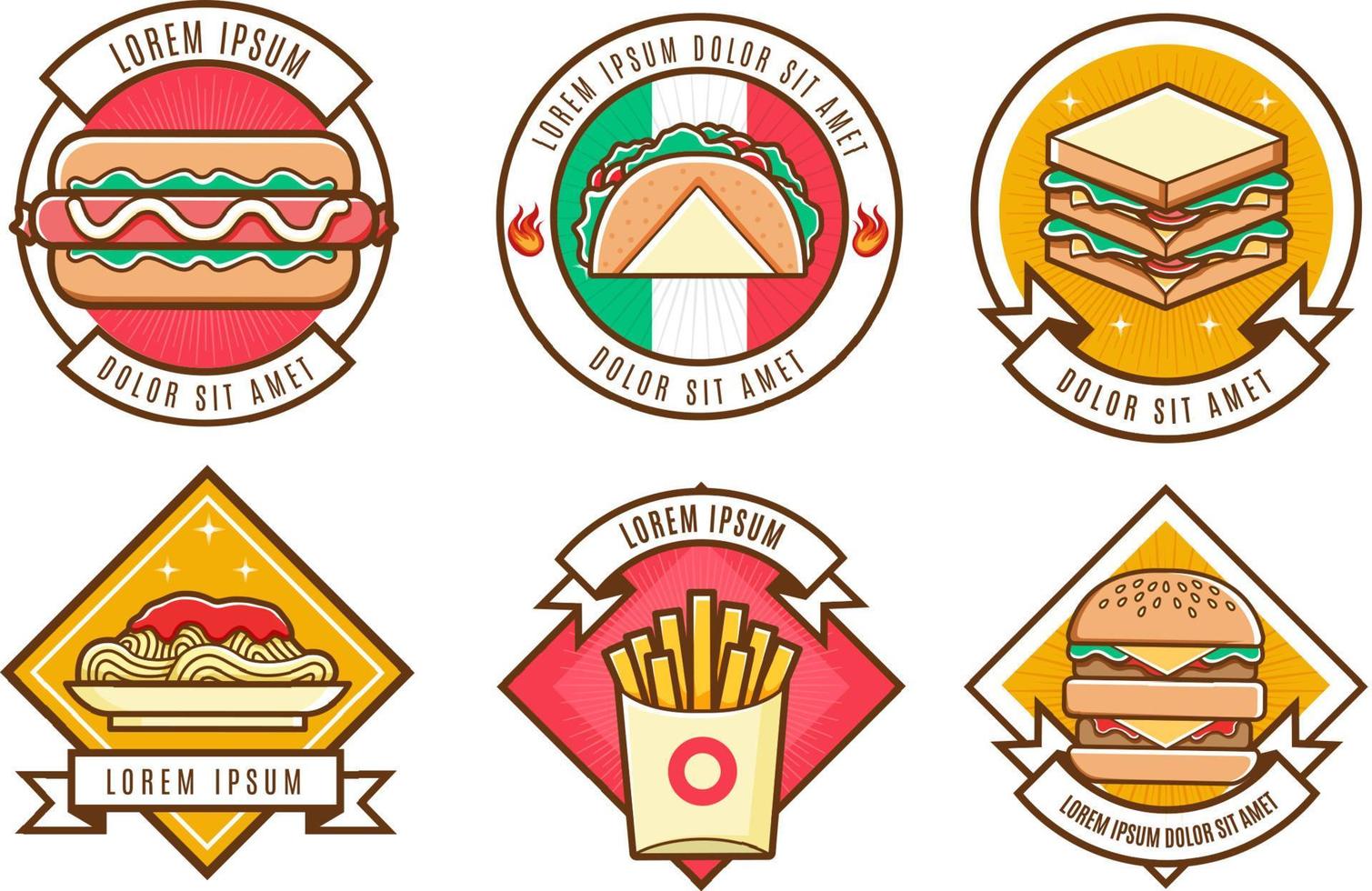 conjunto de insignias de logotipo de comida rápida vector