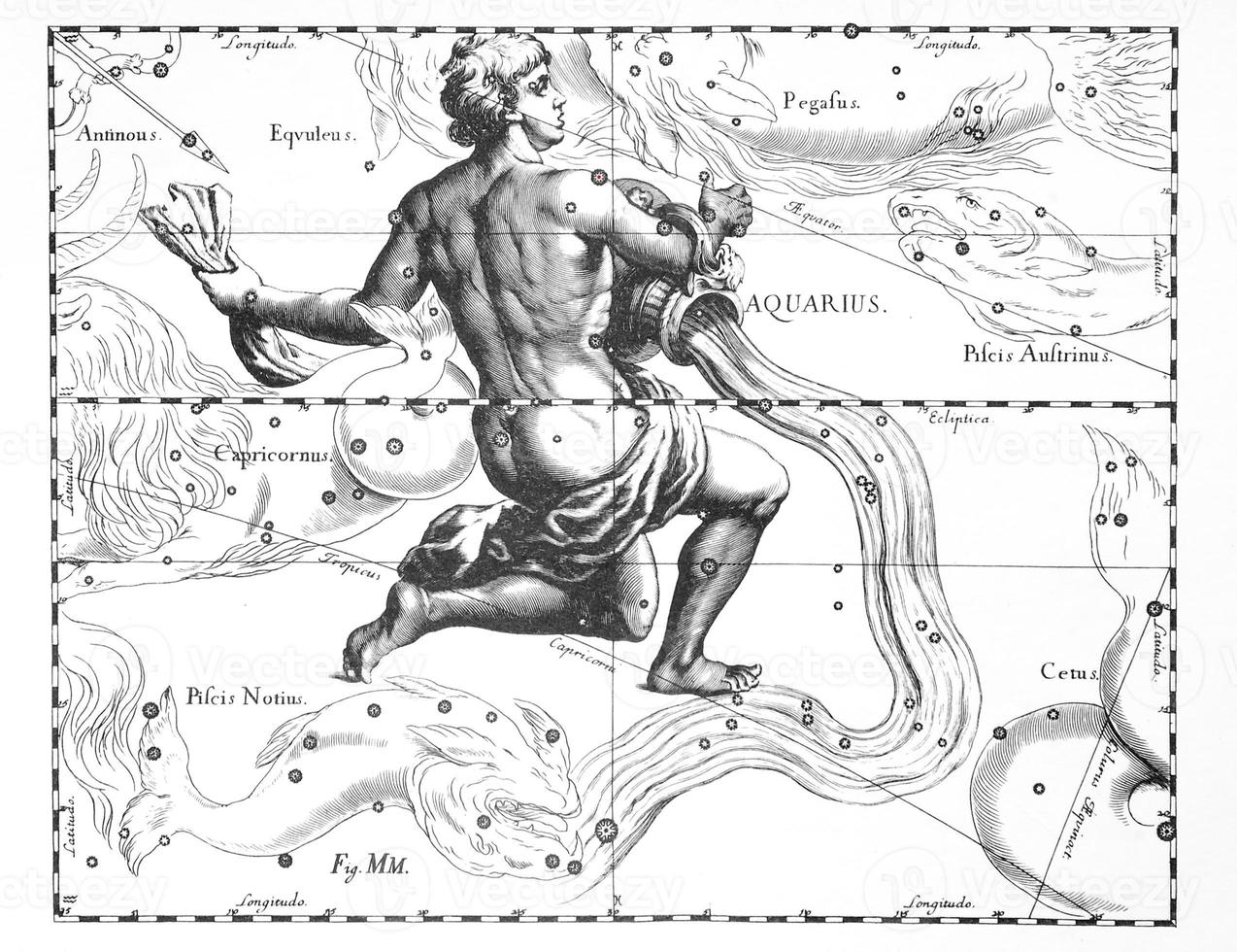 astronomical constellation of the Aquarius on a white background photo