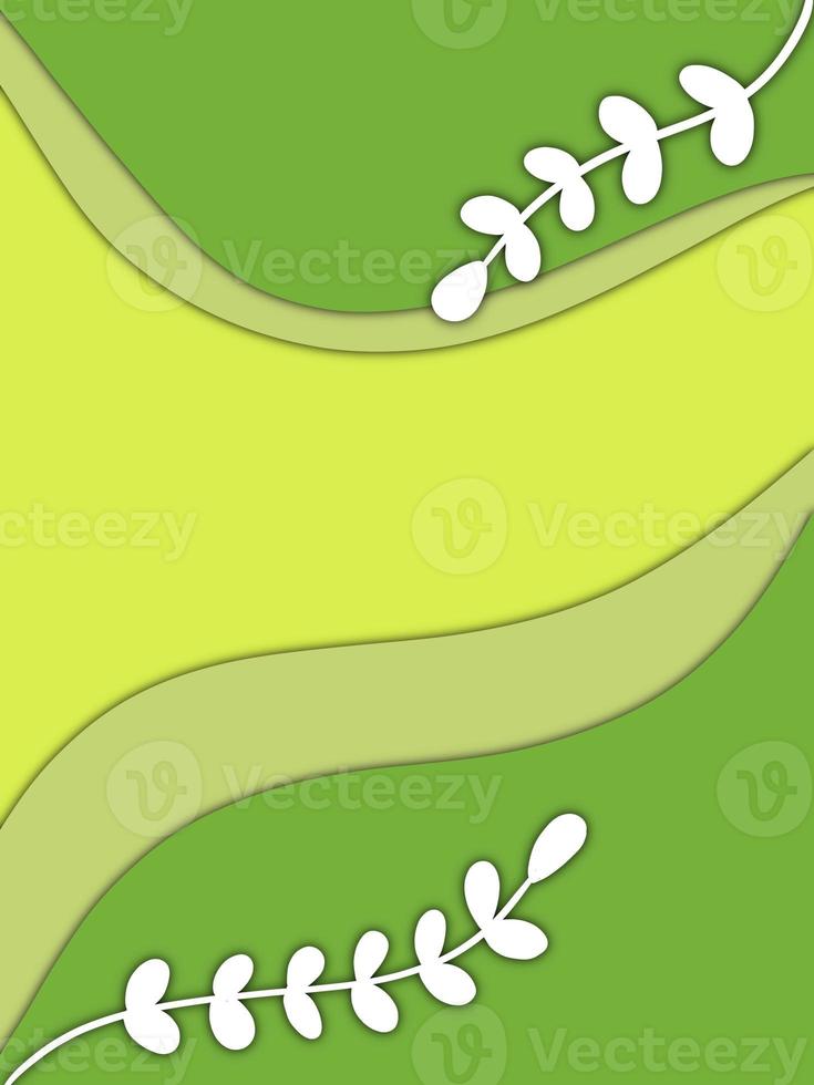 Green background with leaves. Paper cut style. Eco concept. photo