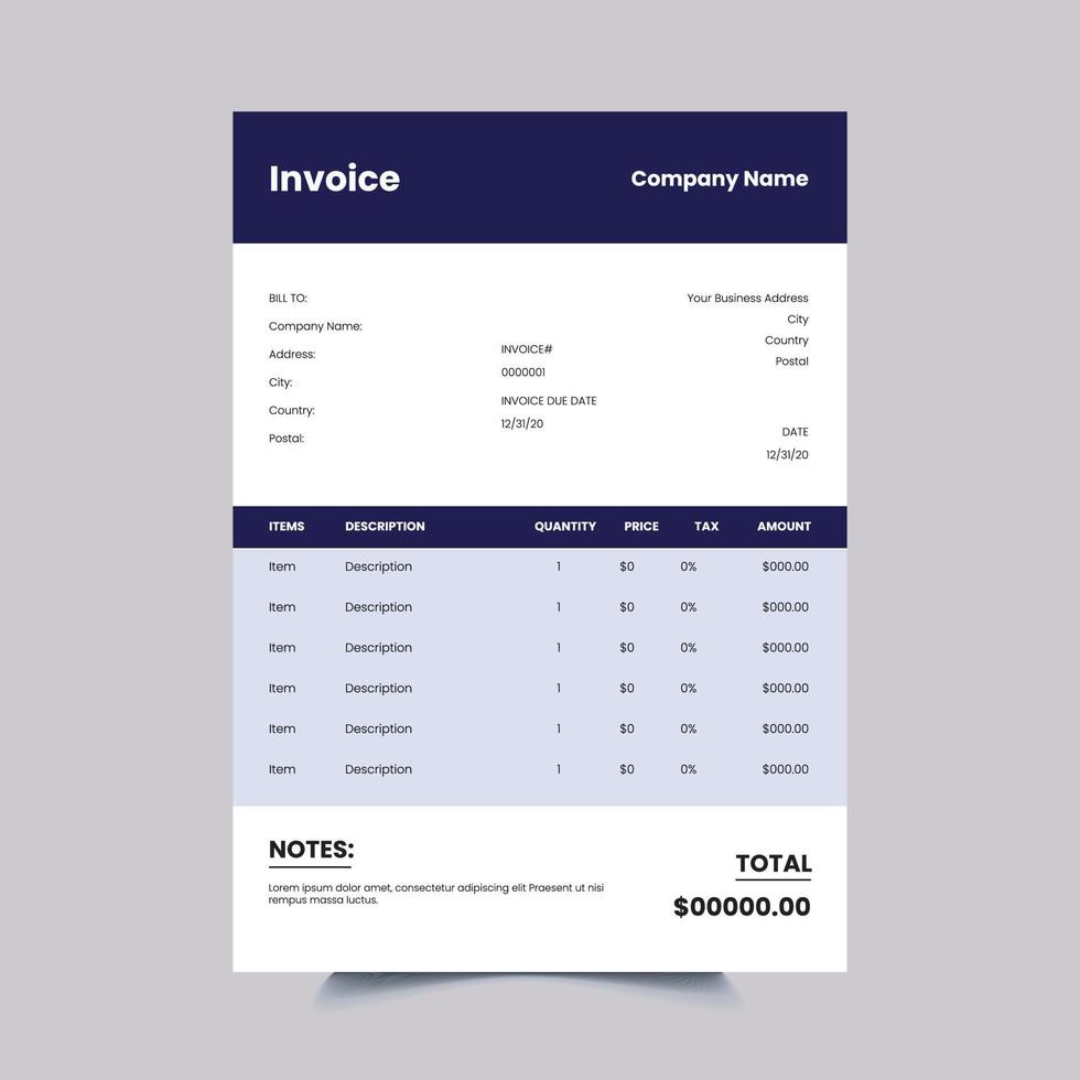 invoice design template post vector