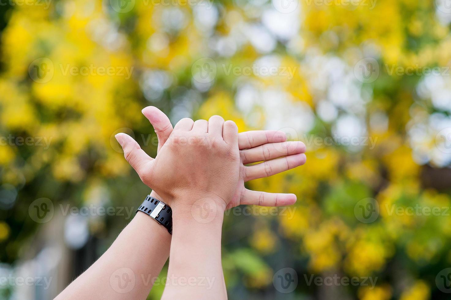 My hand and my black watch photo
