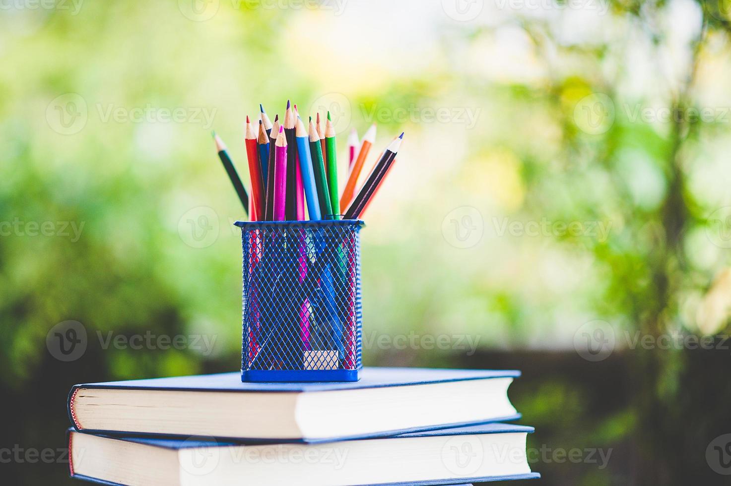 estudiar libros y materiales de aprendizaje. foto