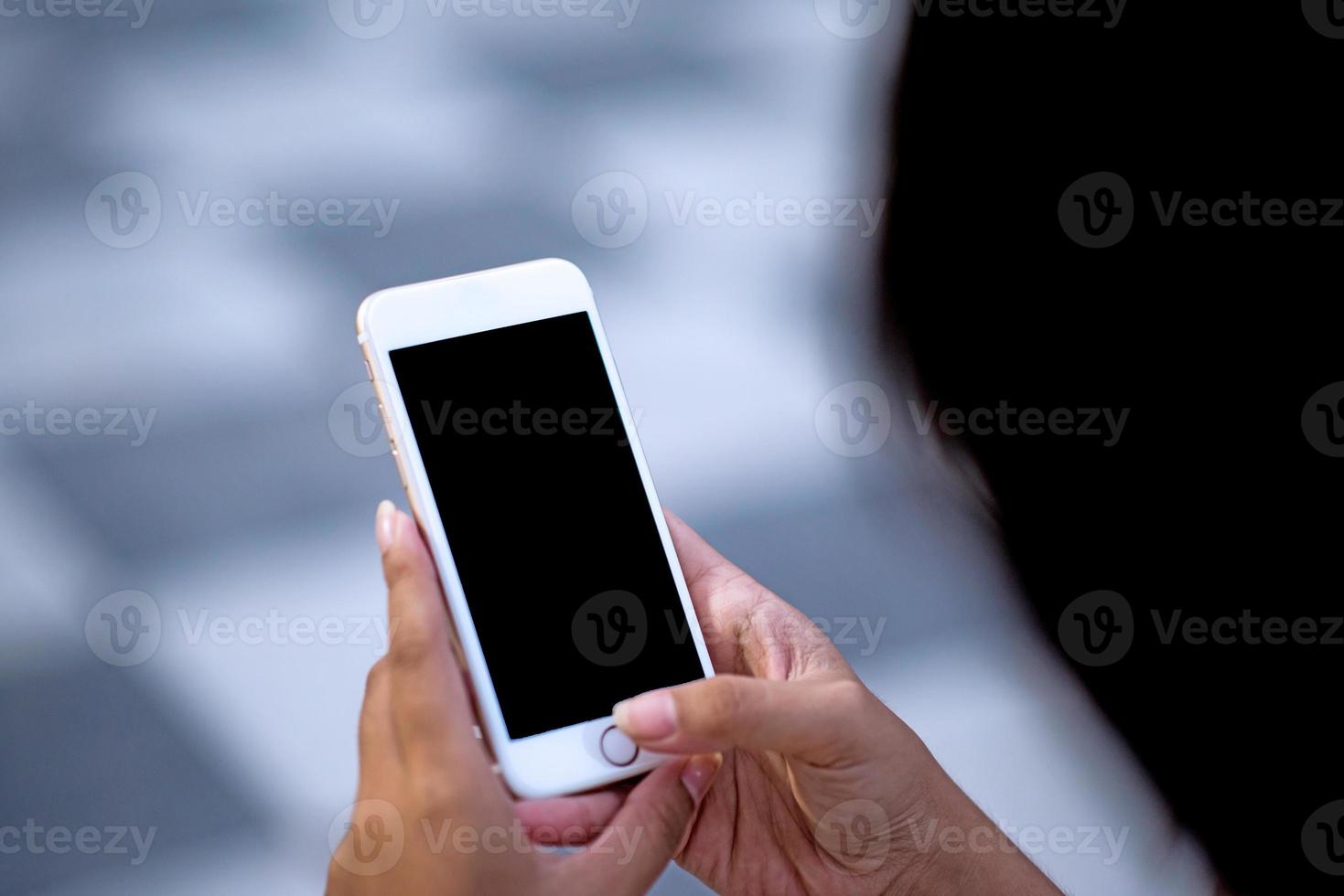Hands and screen phones are empty. White phone Communication Concepts by Phone And to do business online. photo