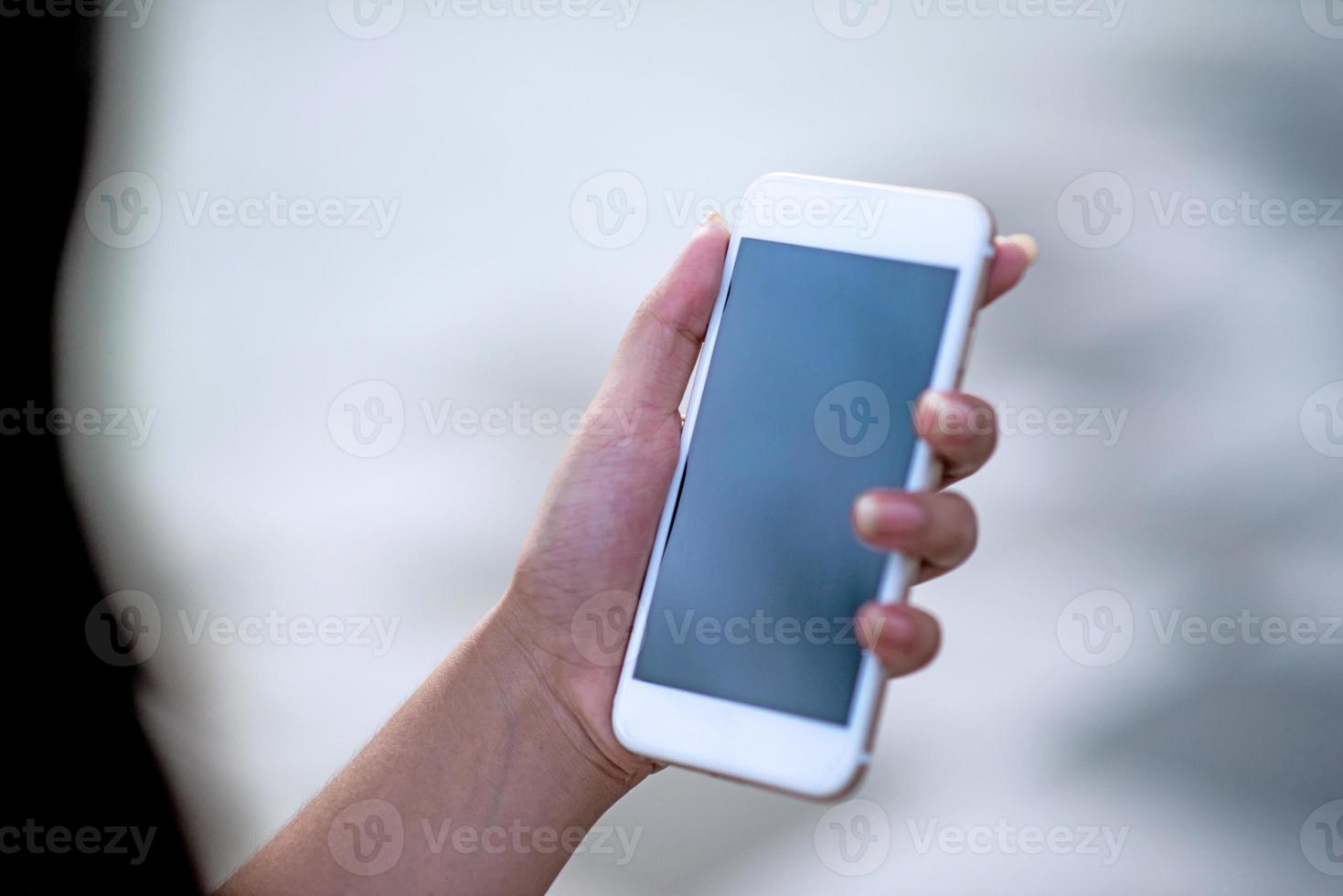 Hands and screen phones are empty. White phone Communication Concepts by Phone And to do business online. photo