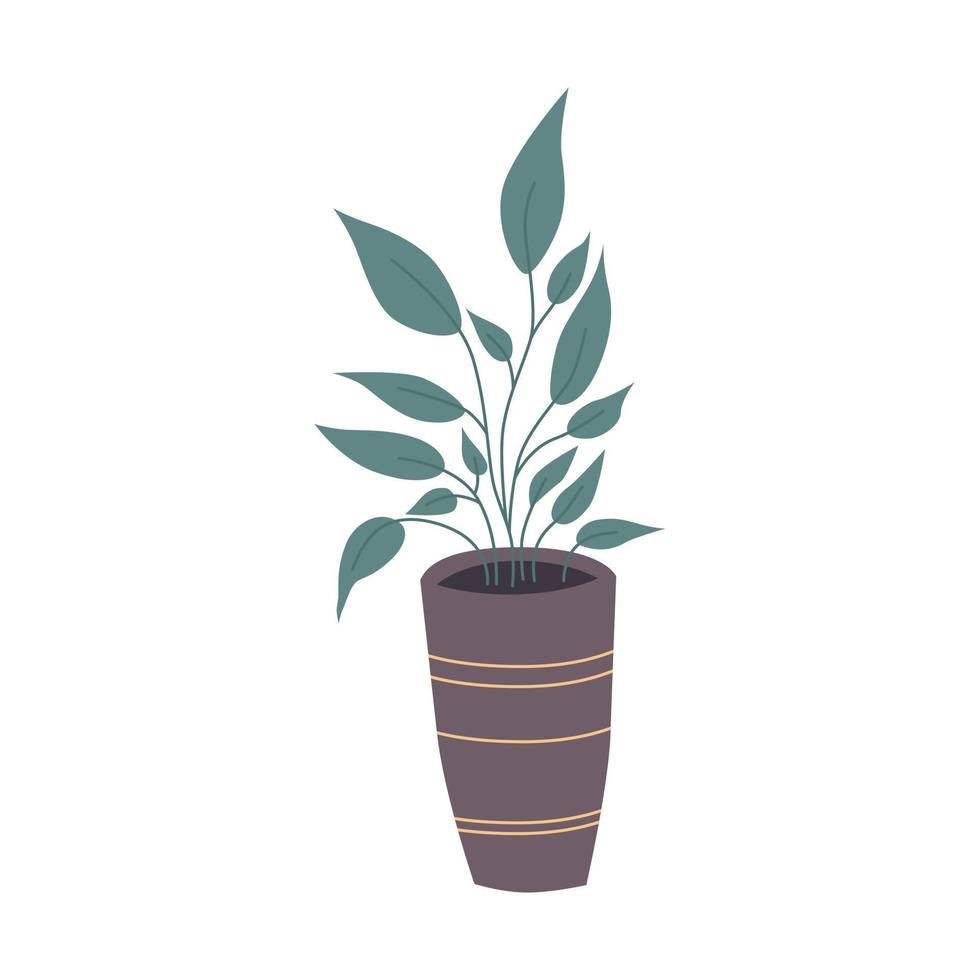 A homemade potted plant. Flat vector illustration