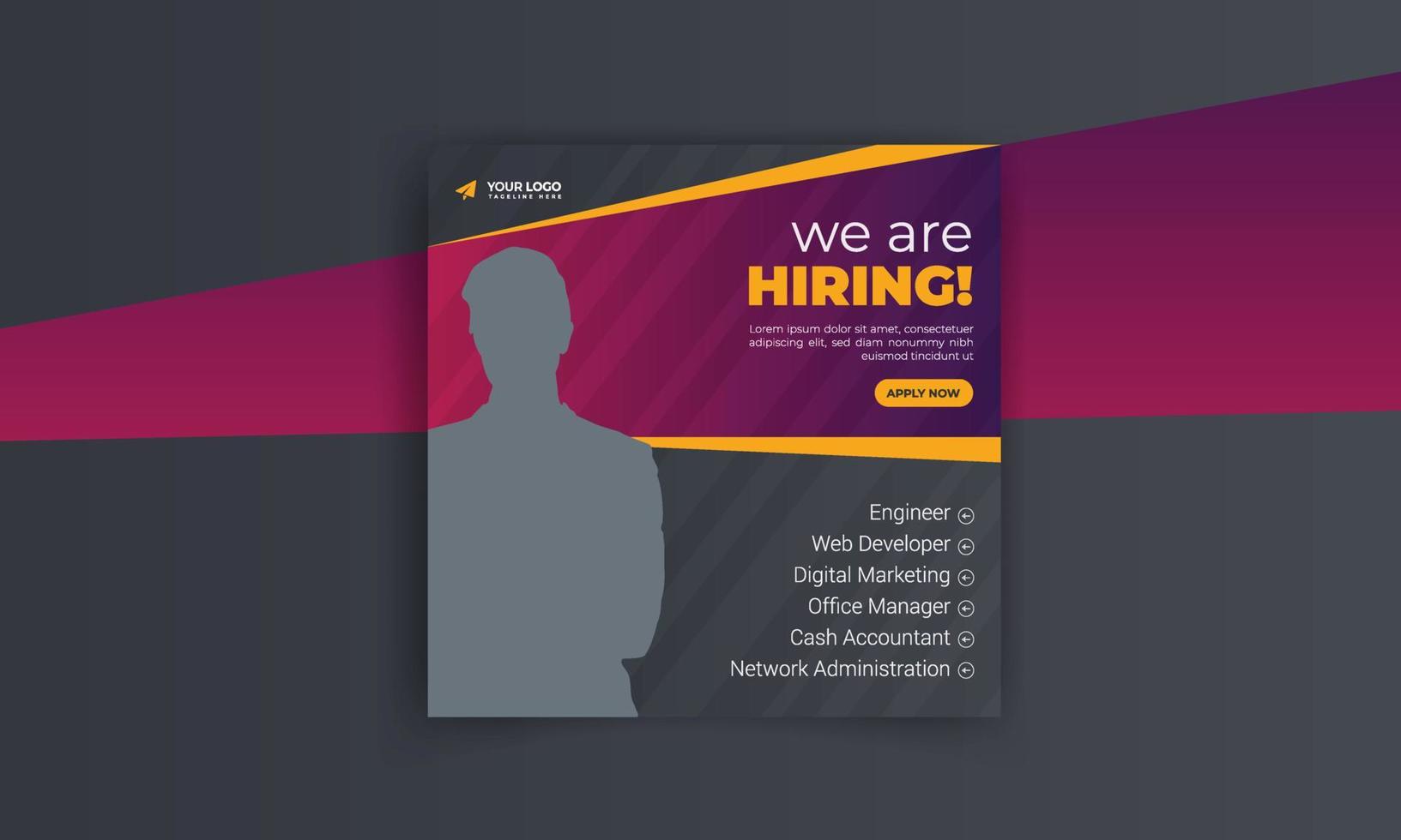 We are hiring job vacancy web banner and social media post template vector