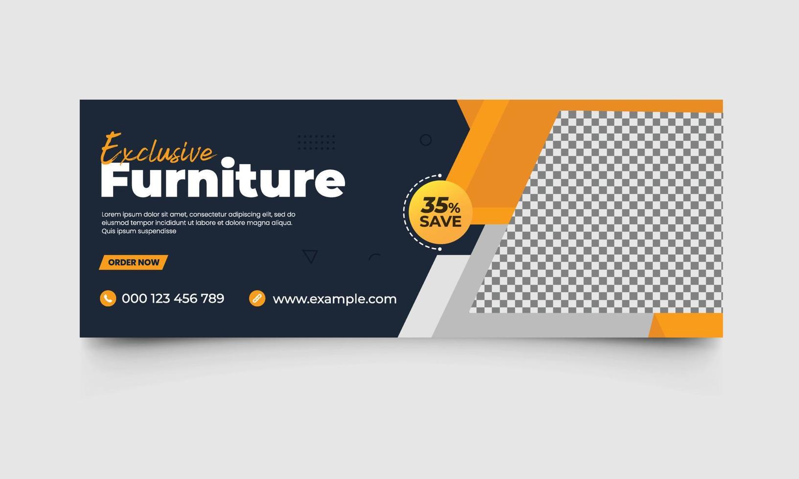 venta de muebles modernos y pancarta interior para el banner web de redes sociales y marketing digital vector