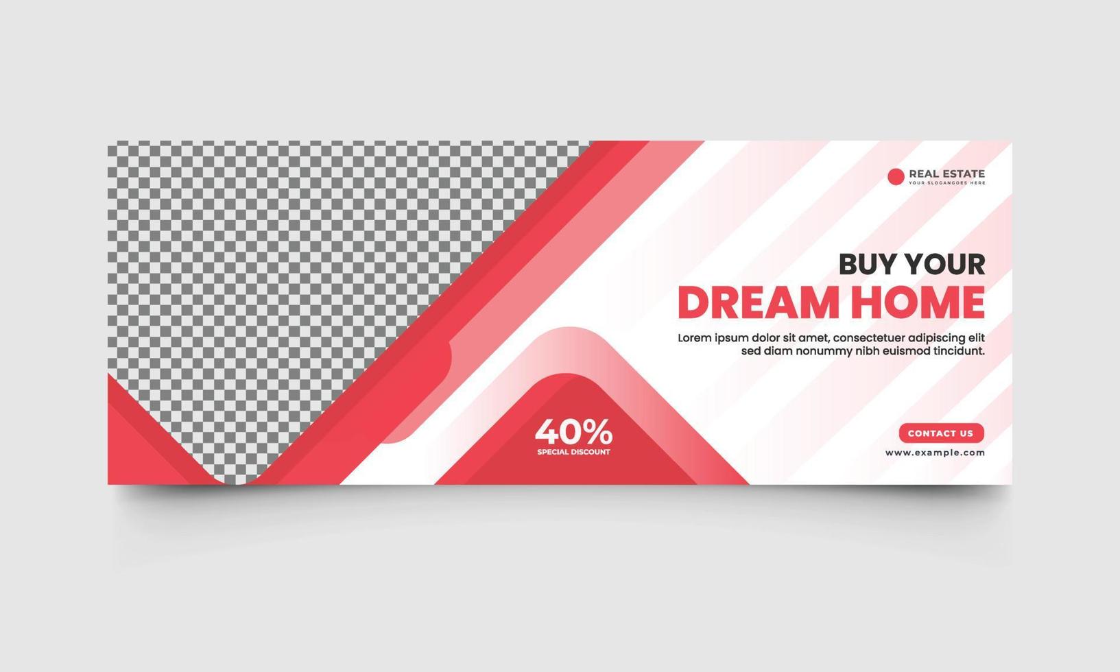 Real Estate Social Media Cover Template, Editable Post Template Social Media Web Banners vector