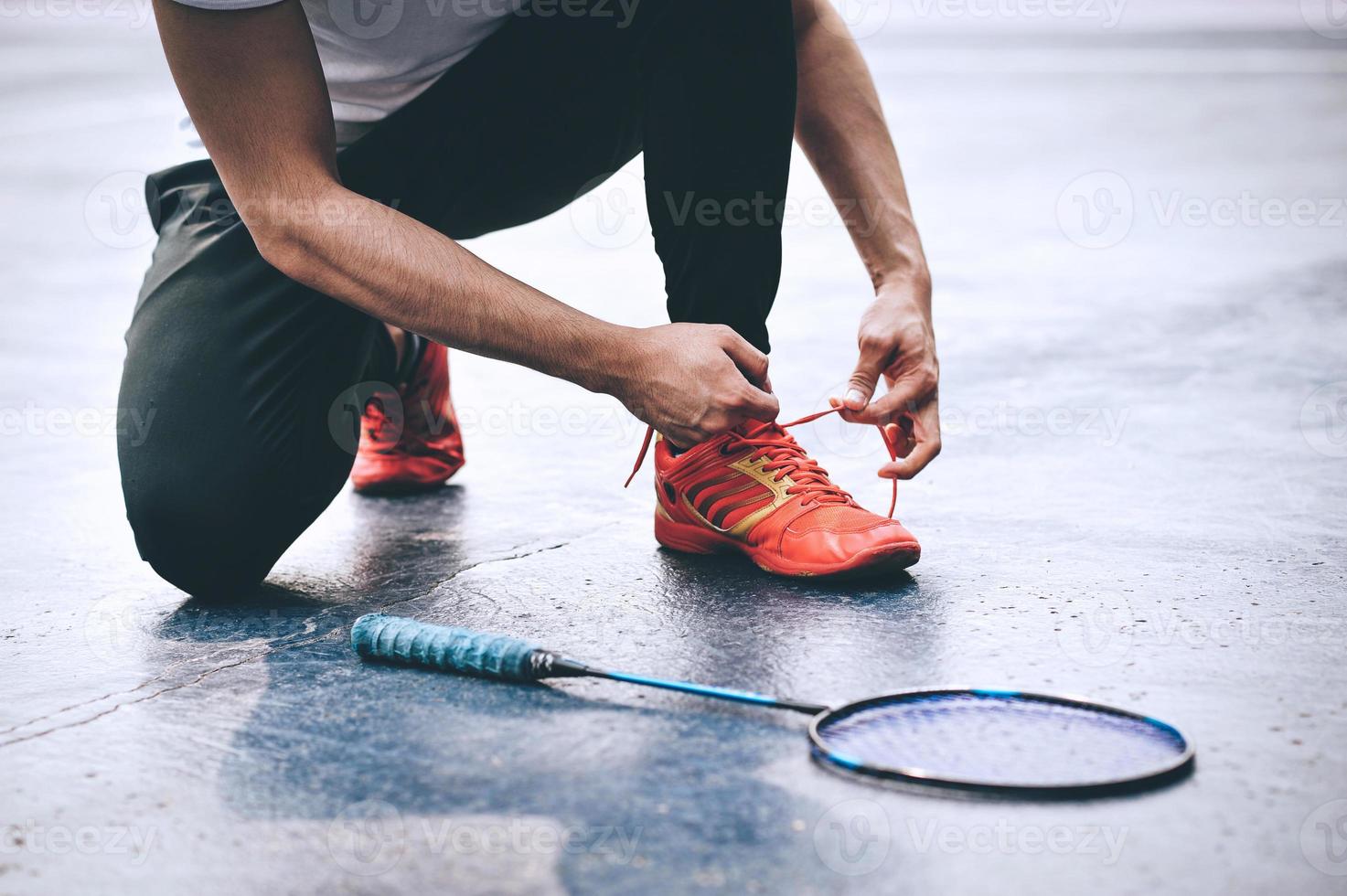 Outdoor exercise man Healthy exercise, battering, running, walking And prepare to exercise photo