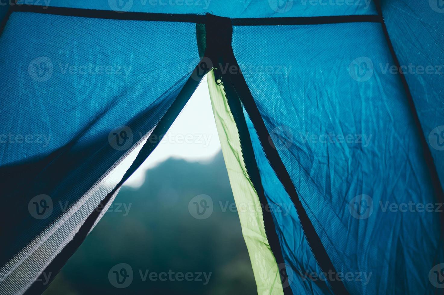 Tents And accommodation of tourists. Sleeping in the forest In the winter And vacation Of tourists photo