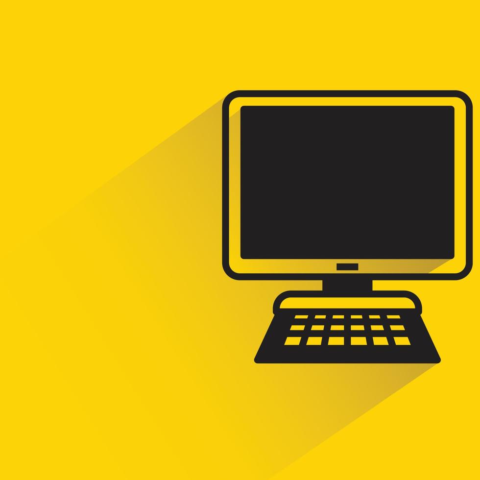 desktop computer and keyboard yellow background vector