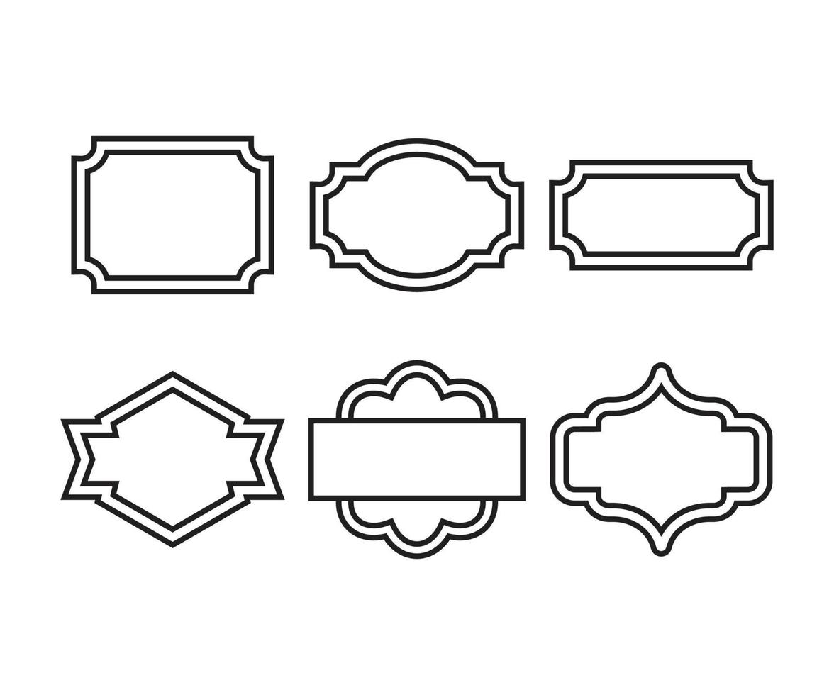 line art label frame set vector