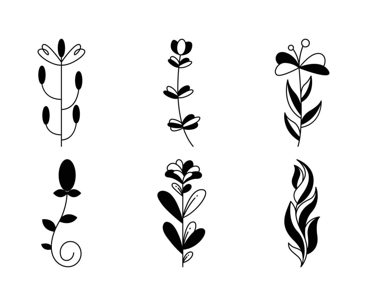 leaf and flower floral ornament template vector