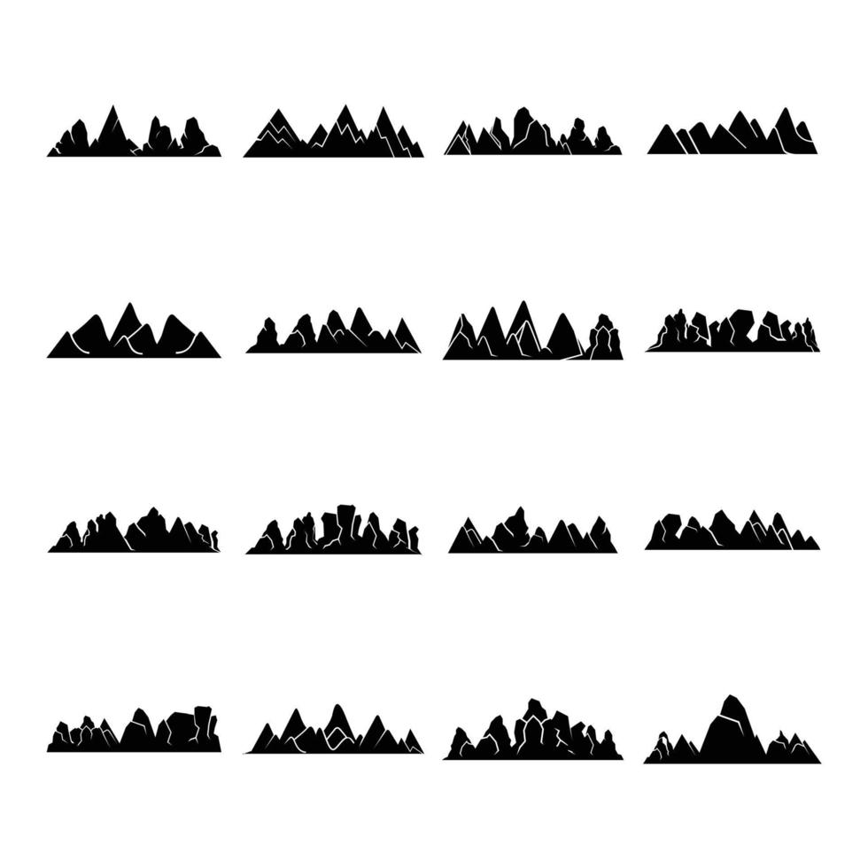 set of mountain and hill silhouette illustration vector