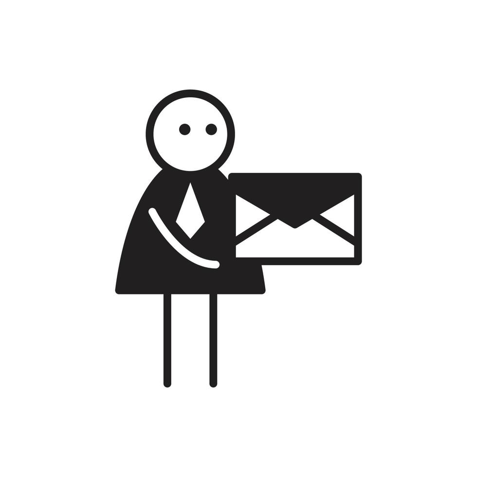 businessman stick figure character holding mail vector