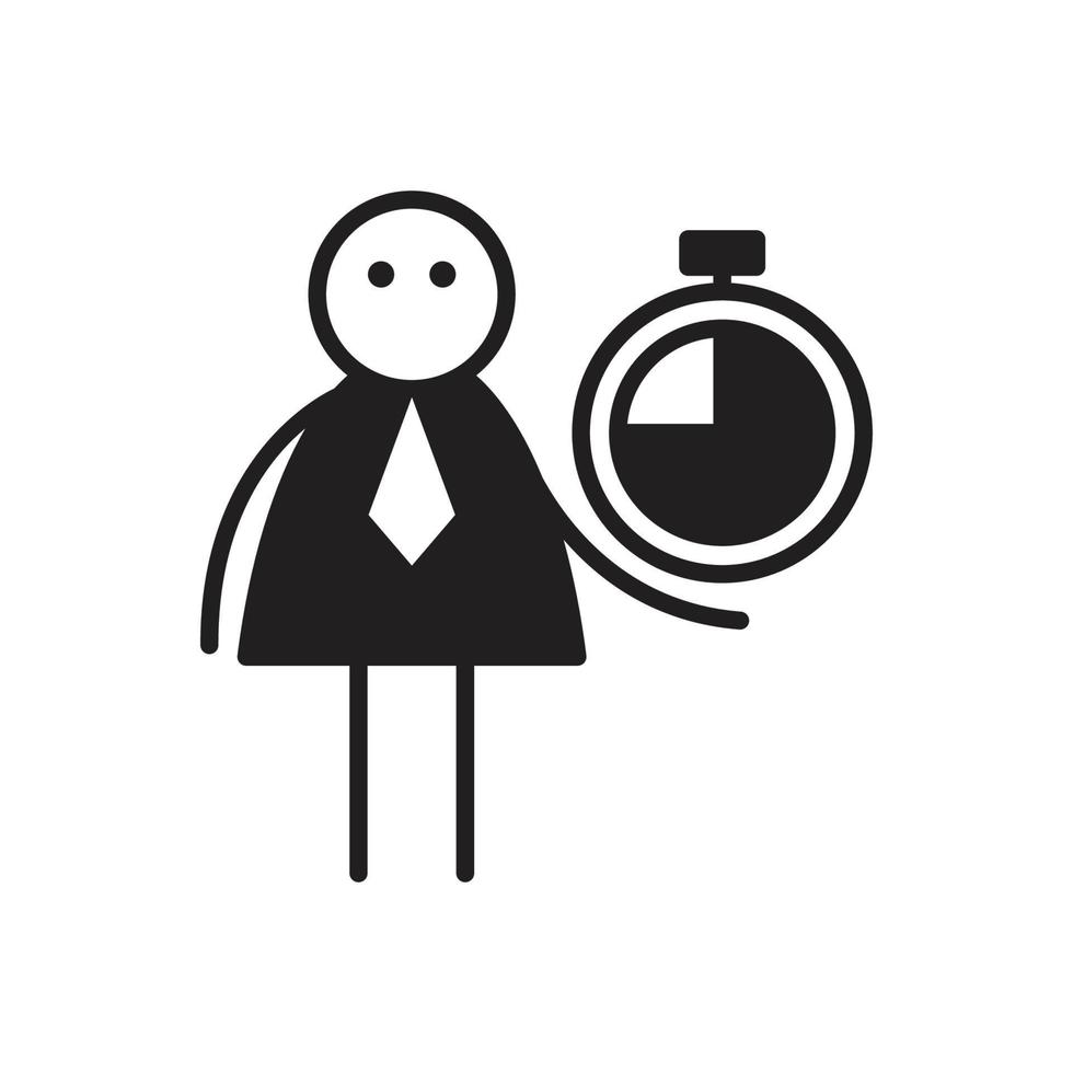 businessman stick figure character holding stopwatch vector