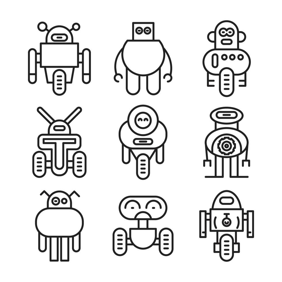 lindo conjunto de avatares de robot vector