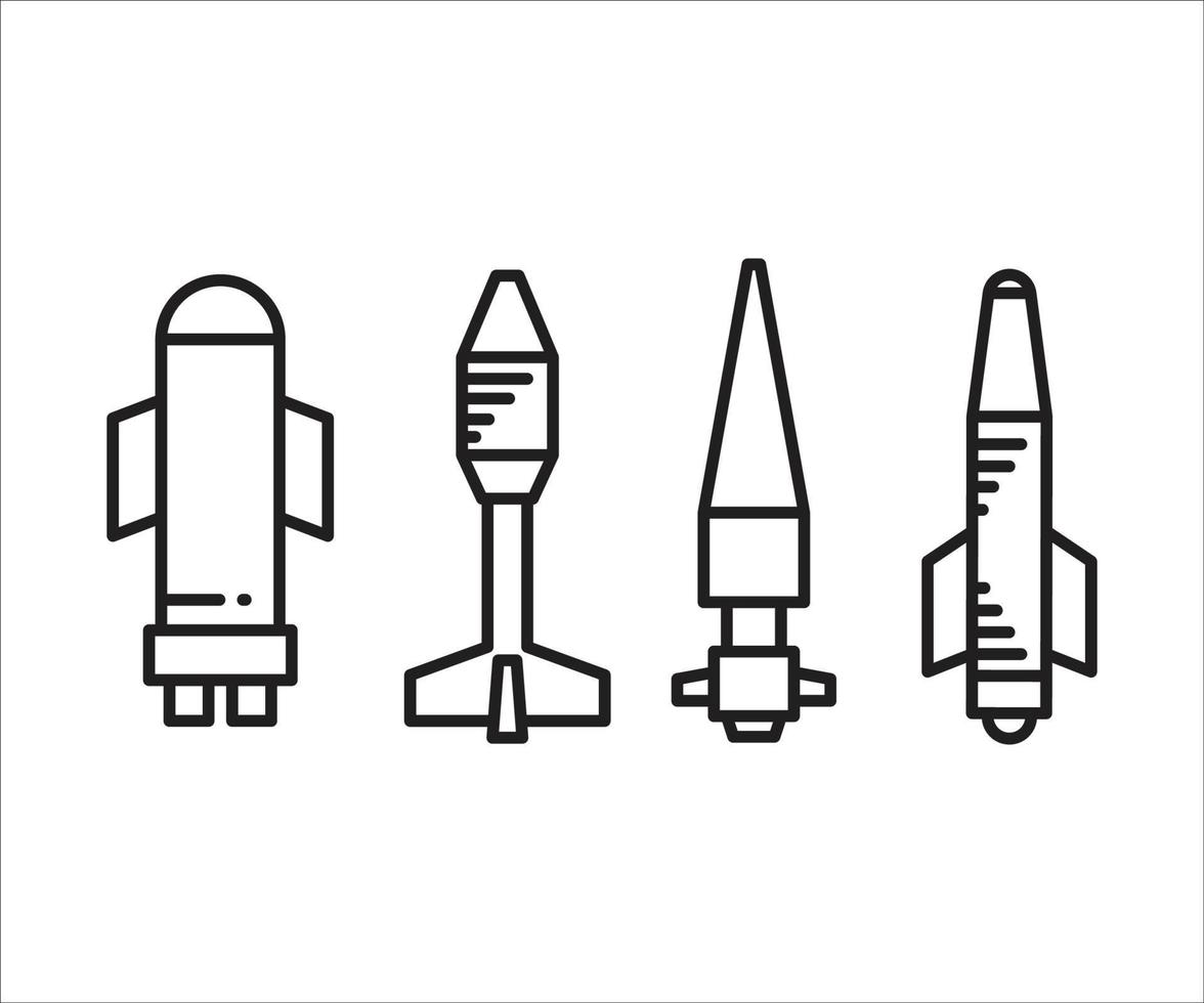 missile and rocket icons set vector