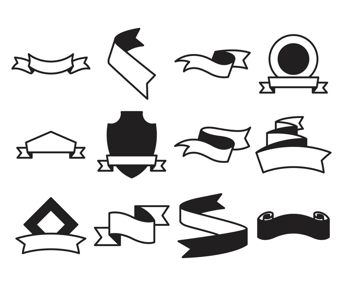 set of ribbon banner illustration vector