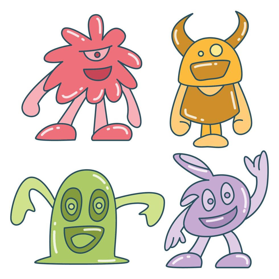 coloridos personajes de monstruos vector