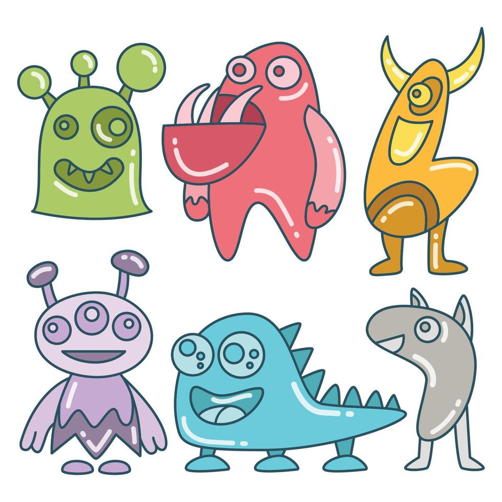 ilustración de personajes de monstruos coloridos divertidos vector