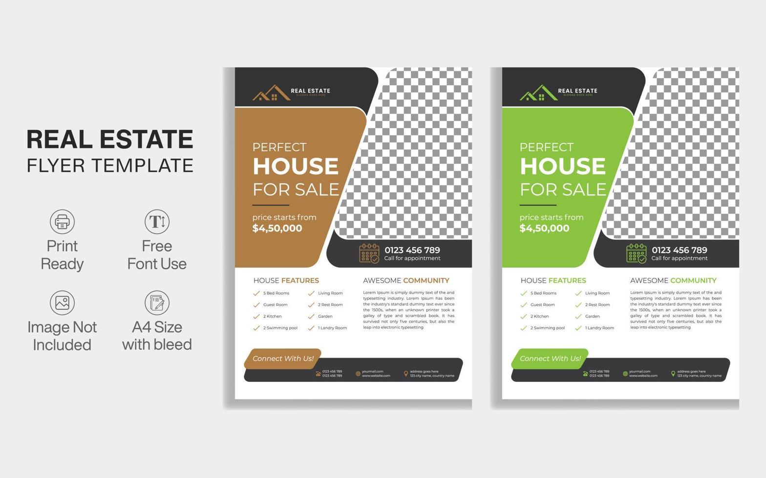 New Real Estate Flyer Design, Property Home Sell Rack Card Flyer vector