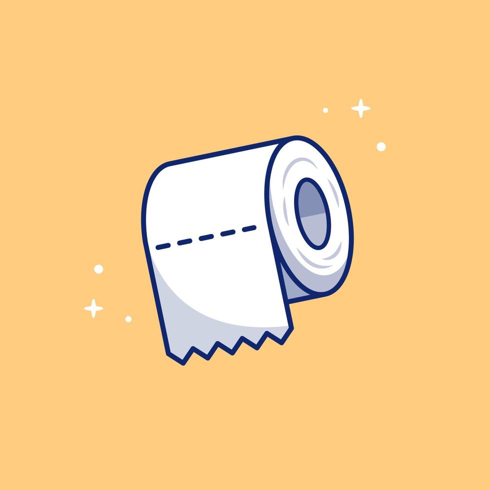 Toilet Tissue Paper Roll Cartoon Vector Icon Illustration.  Healthcare Object Icon Concept Isolated Premium Vector. Flat  Cartoon Style