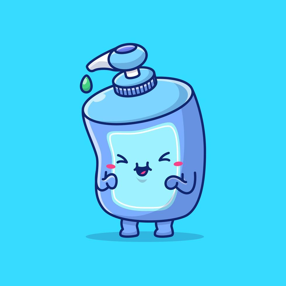 Cute Liquid Soap Illustration Cartoon Vector Icon Illustration. Healthcare Object Icon Concept Isolated Premium Vector.  Flat Cartoon Style