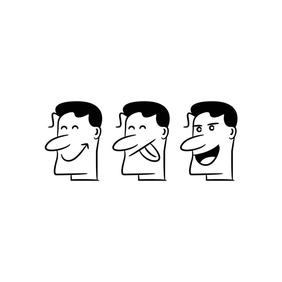 avatares de hombre feliz dibujados a mano vector