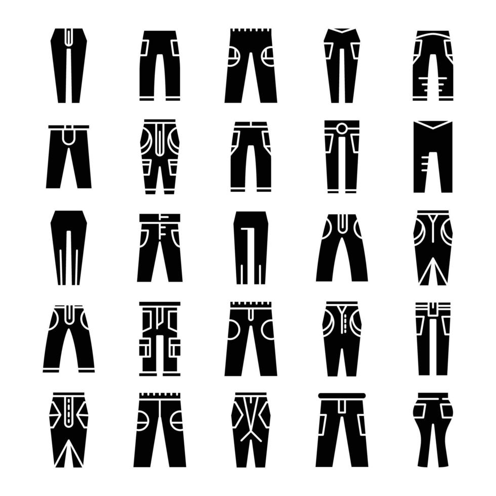 conjunto de iconos de pantalones y pantalones vector