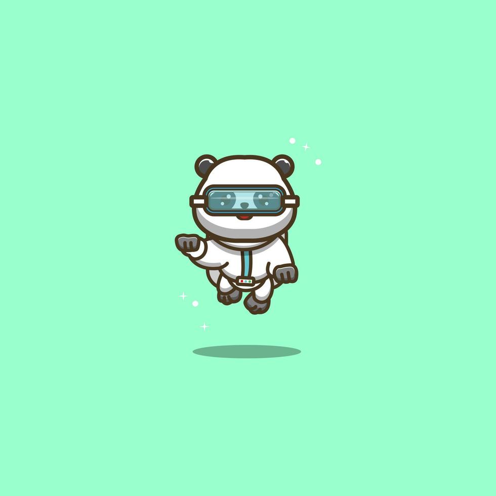 panda wearing modern astronaut costume vector