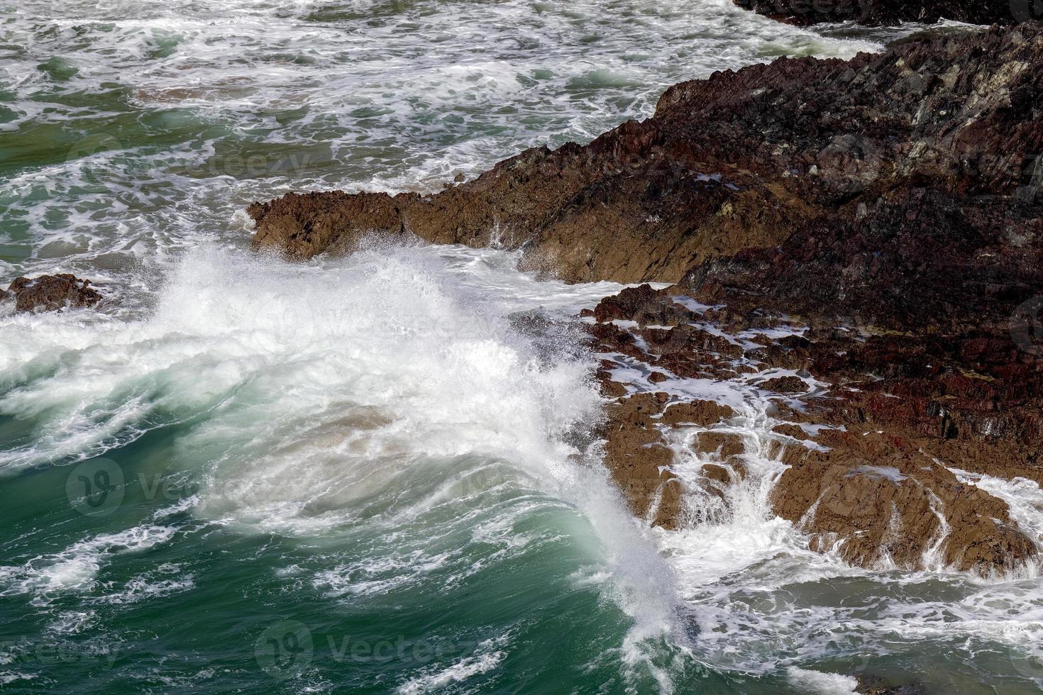 Rugged coastal scenery at Kynance Cove in Cornwall photo