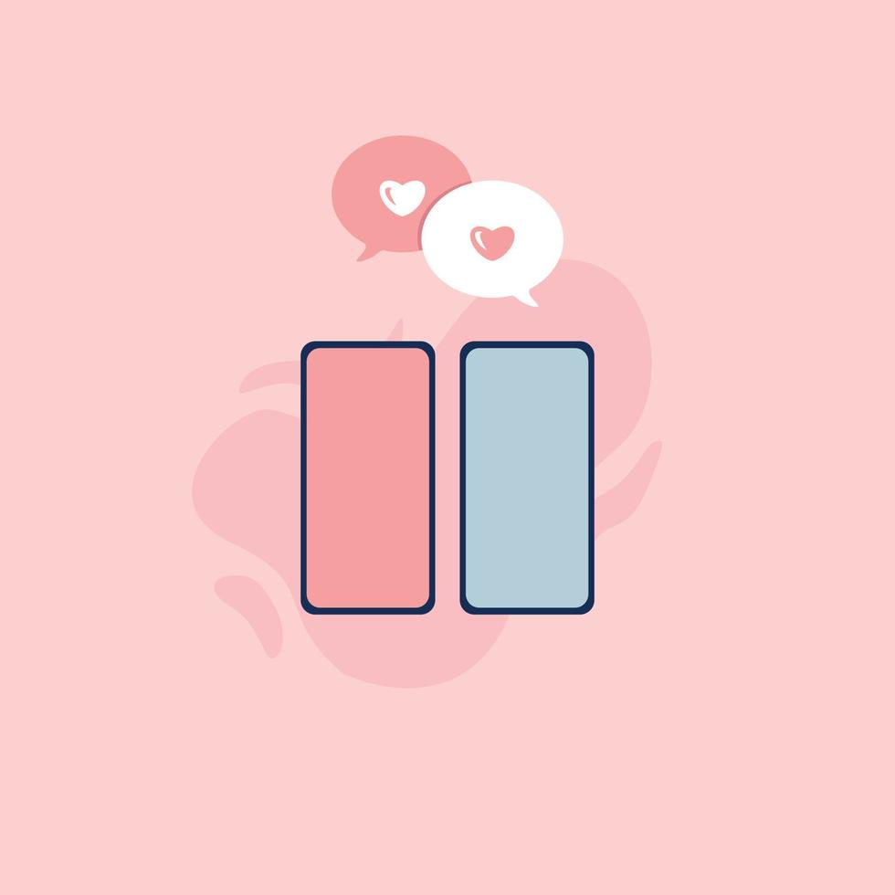 phone with love or like notification messages, Happy Valentines day design concept - Vector Ilustration.