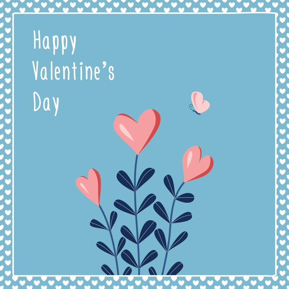 Valentines Day card. Flowers in vase vector