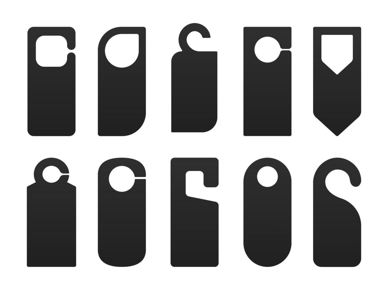 Hotel door hanger tags template icon signs set flat style design vector illustration.
