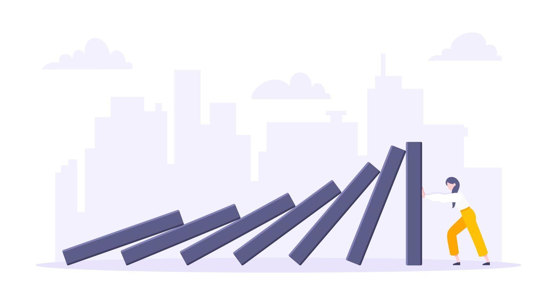 Domino effect or business resilience metaphor vector illustration concept.