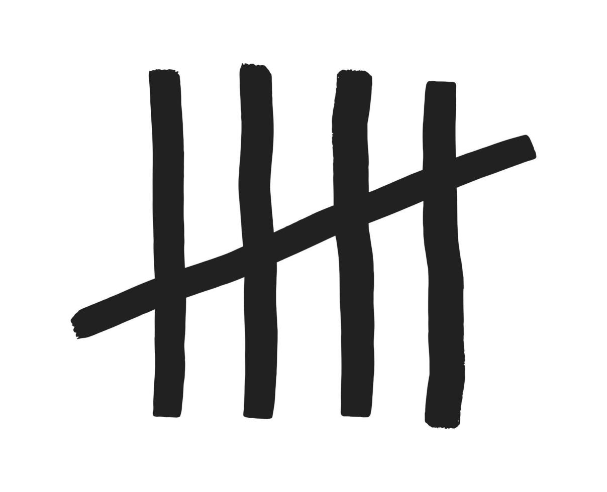 Five tally marks on white board vector