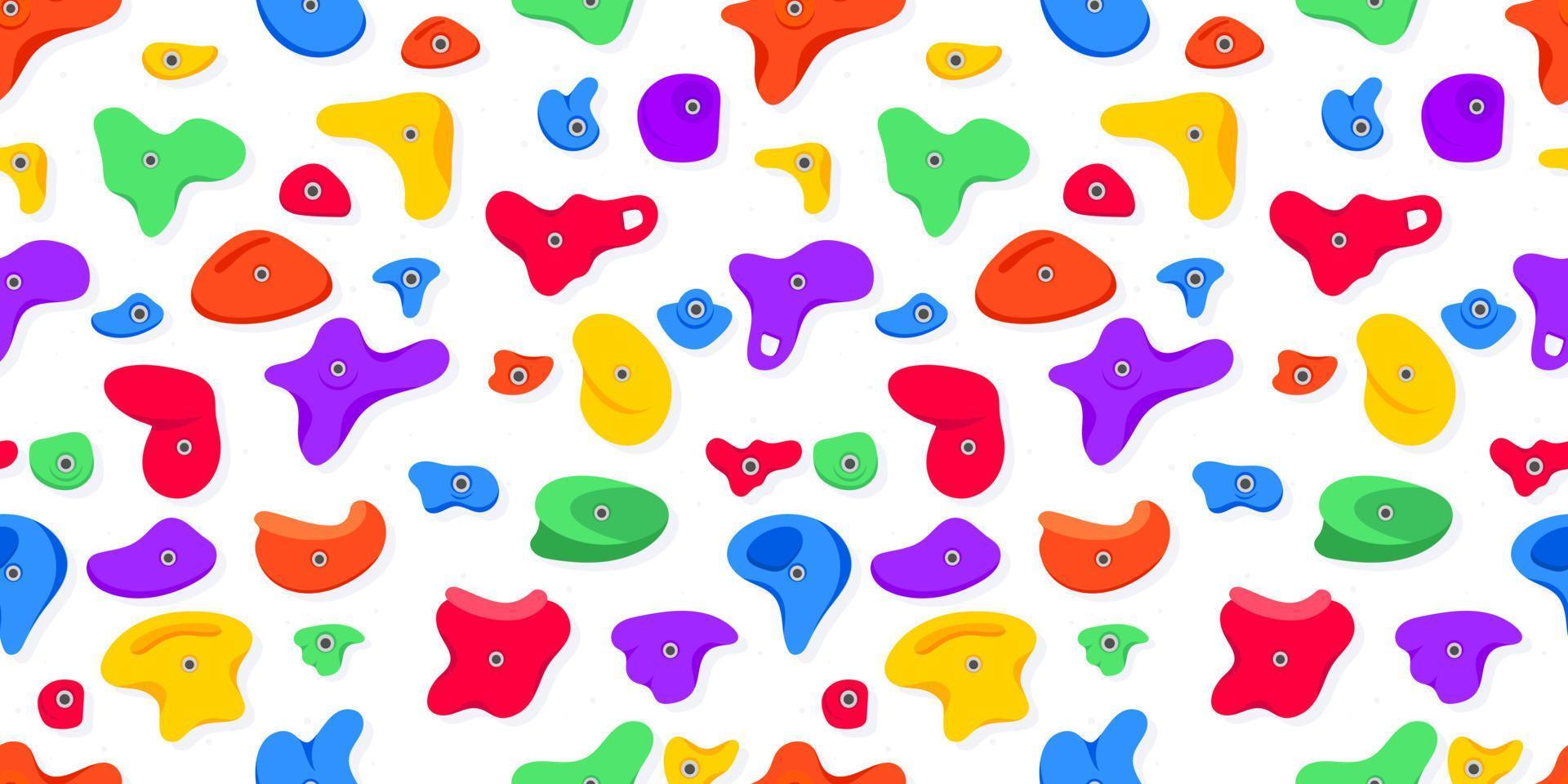 Seamless pattern of climbing grips or holds in the gym bouldering training flat style design vector illustration.