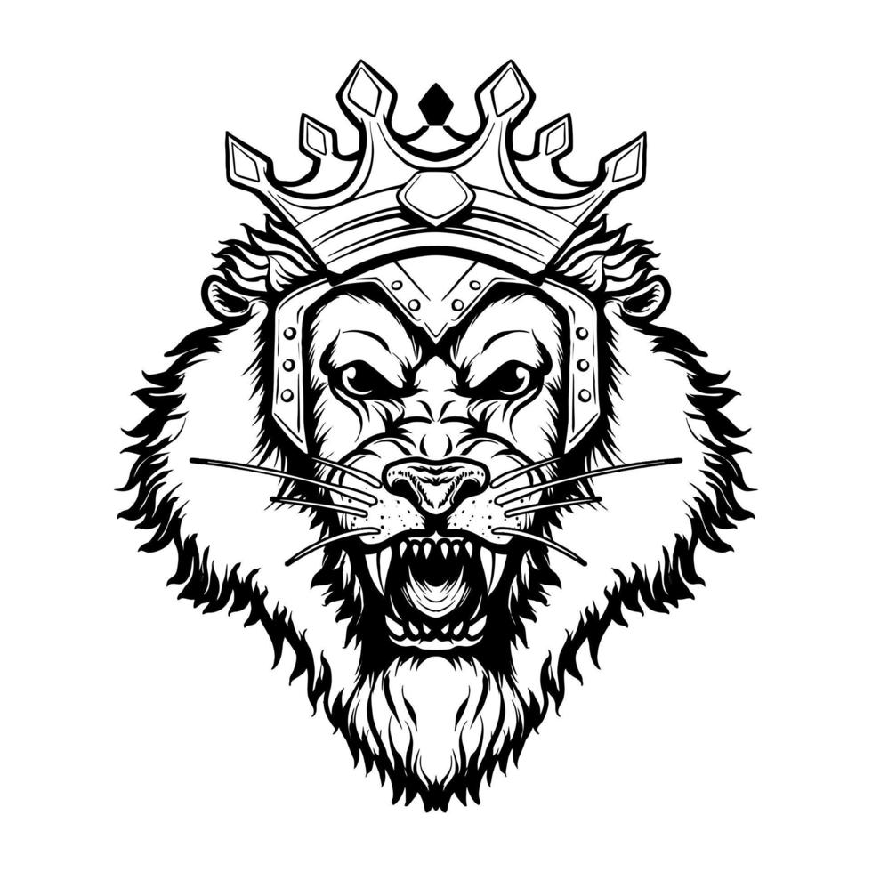 Lion King Head Vector Illustration Character Tshirt Design