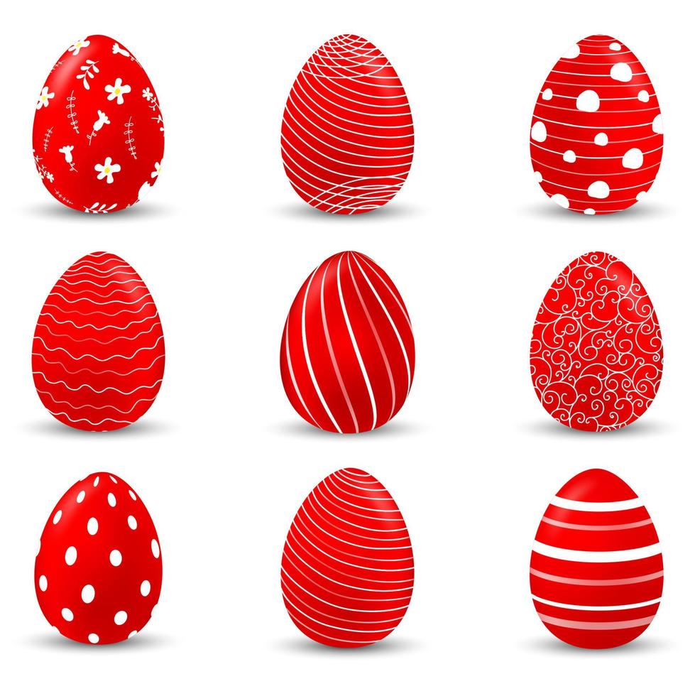 huevos de pascua rojos sobre fondo blanco vector