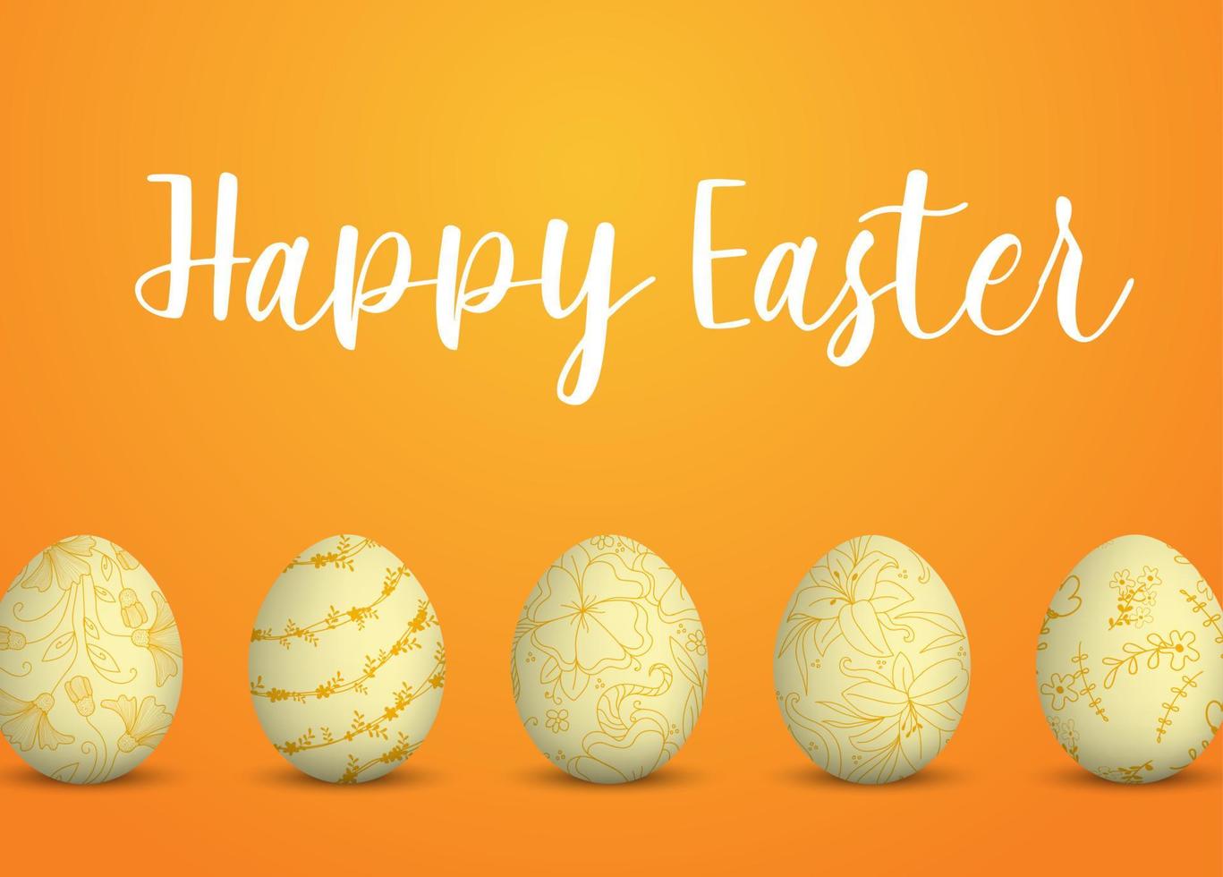 Set of Easter eggs on orange background vector