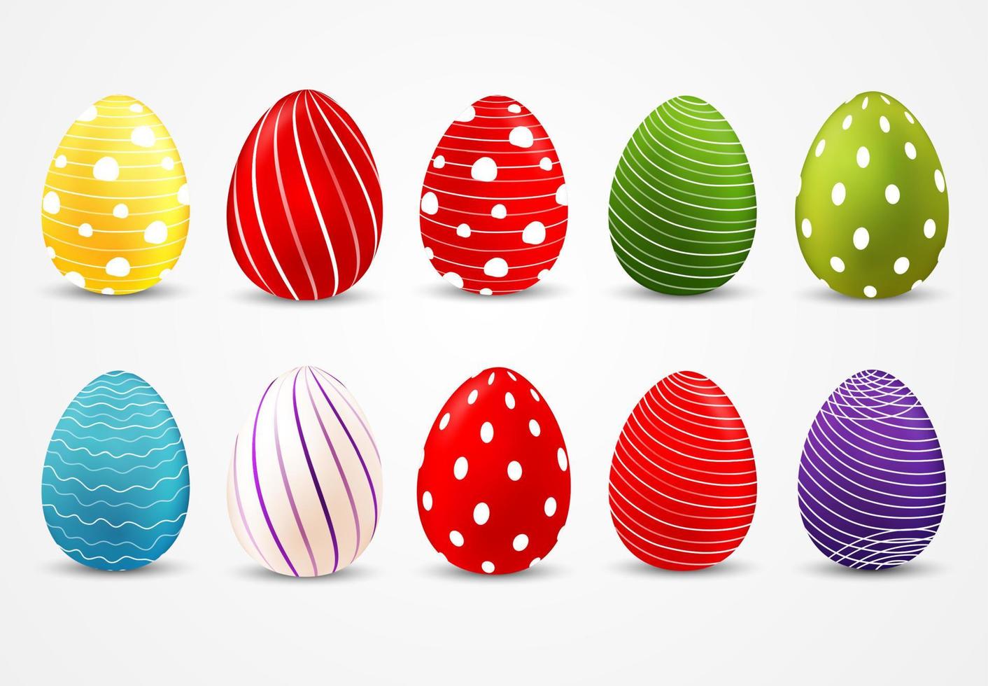 Set of easter eggs isolated on white background vector