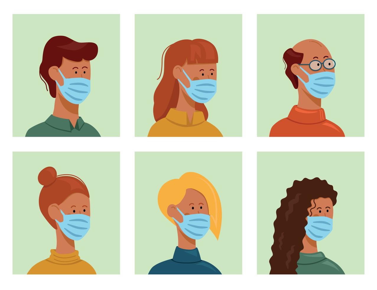 People using a face mask for coronavirus. Flat vector illustration.