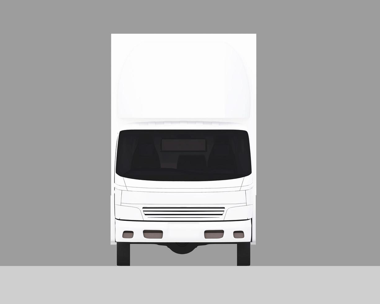 White van car mockup on the front side. 3D rendering photo