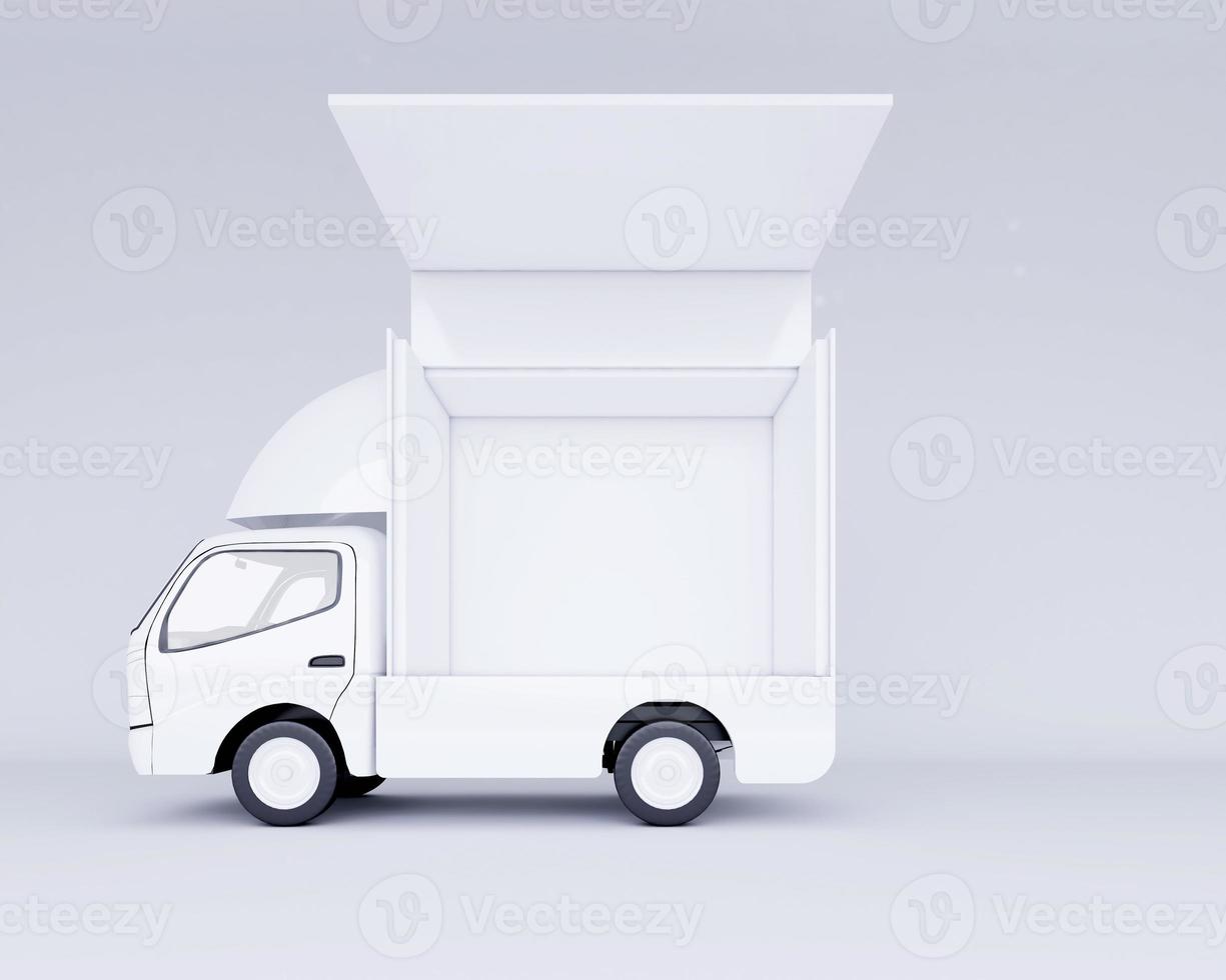 Van car mockup with open wall. 3d rendering photo