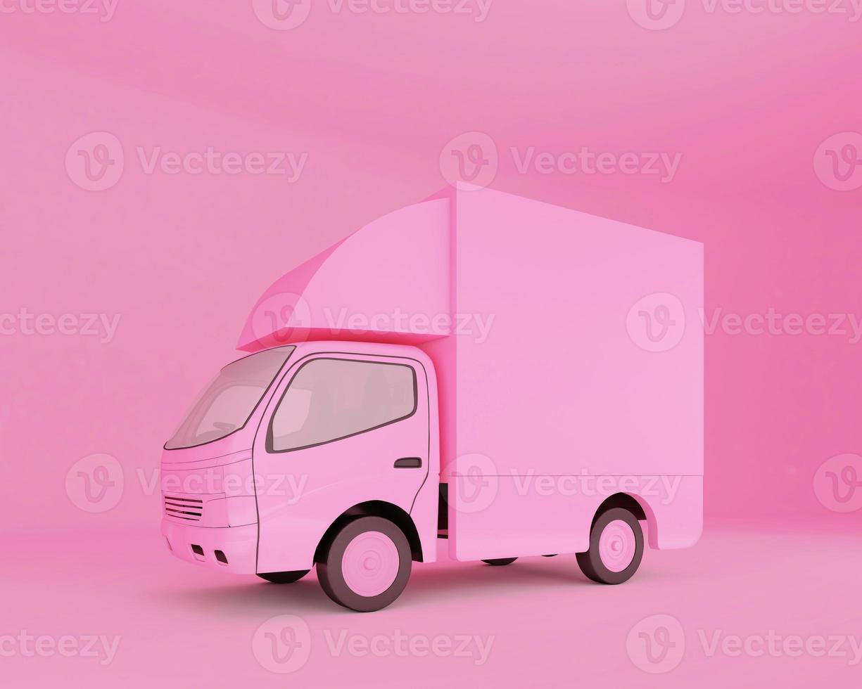 maqueta de camioneta rosa. representación 3d foto