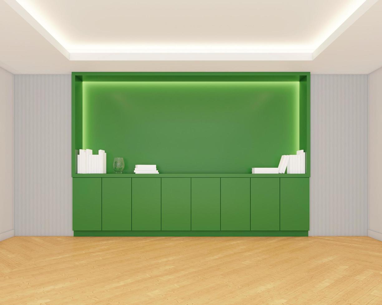 Empty room with table and chair, shelf and cabinet. 3d rendering photo